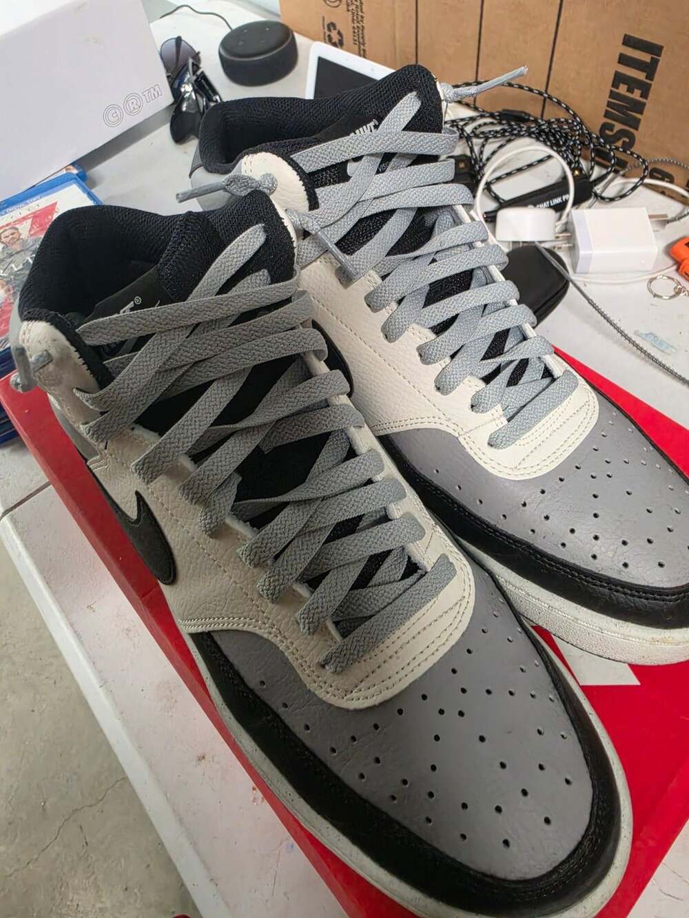 Nike Court Vision Mid NN Size 10 Lt Smoke Grey Black Sail